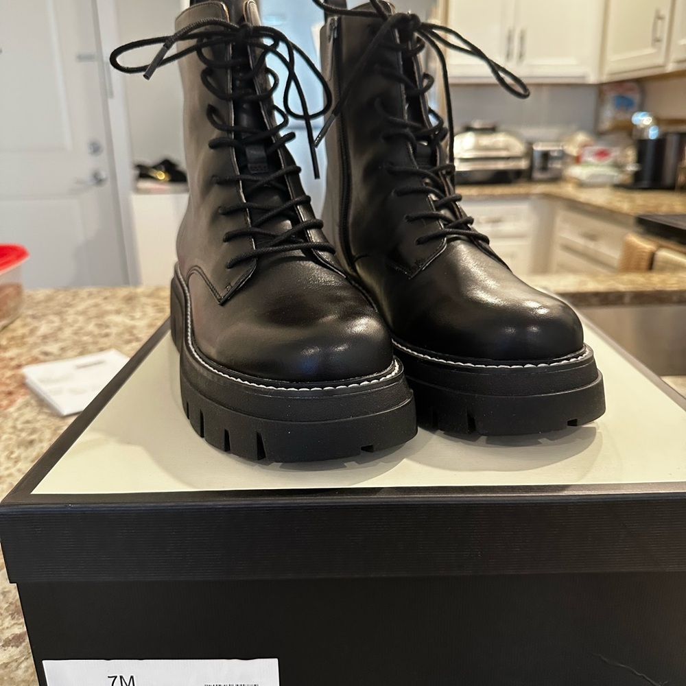 J/Slides Toby Moto Black Lace-Up Women's Boots